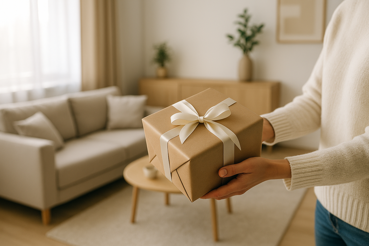 Interno di casa nuova elegante e minimal con colori neutri e dettagli ordinati